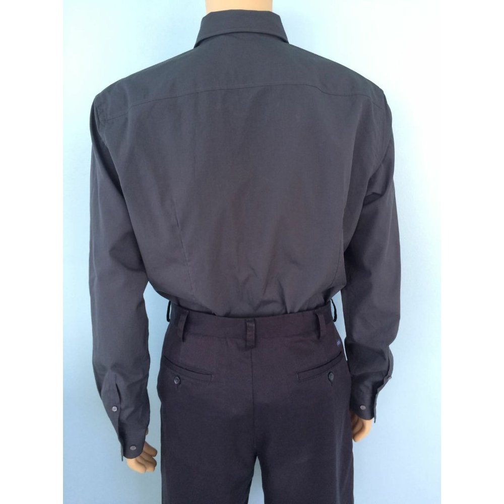 NWT Hugo Boss Mens Shirt Charcoal Gray Cotton Button Slim Fit Classic 43 17 - Picture 4 of 12